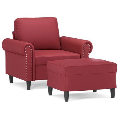 Poltrona con Poggiapiedi Rosso Vino 60 cm in Similpelle