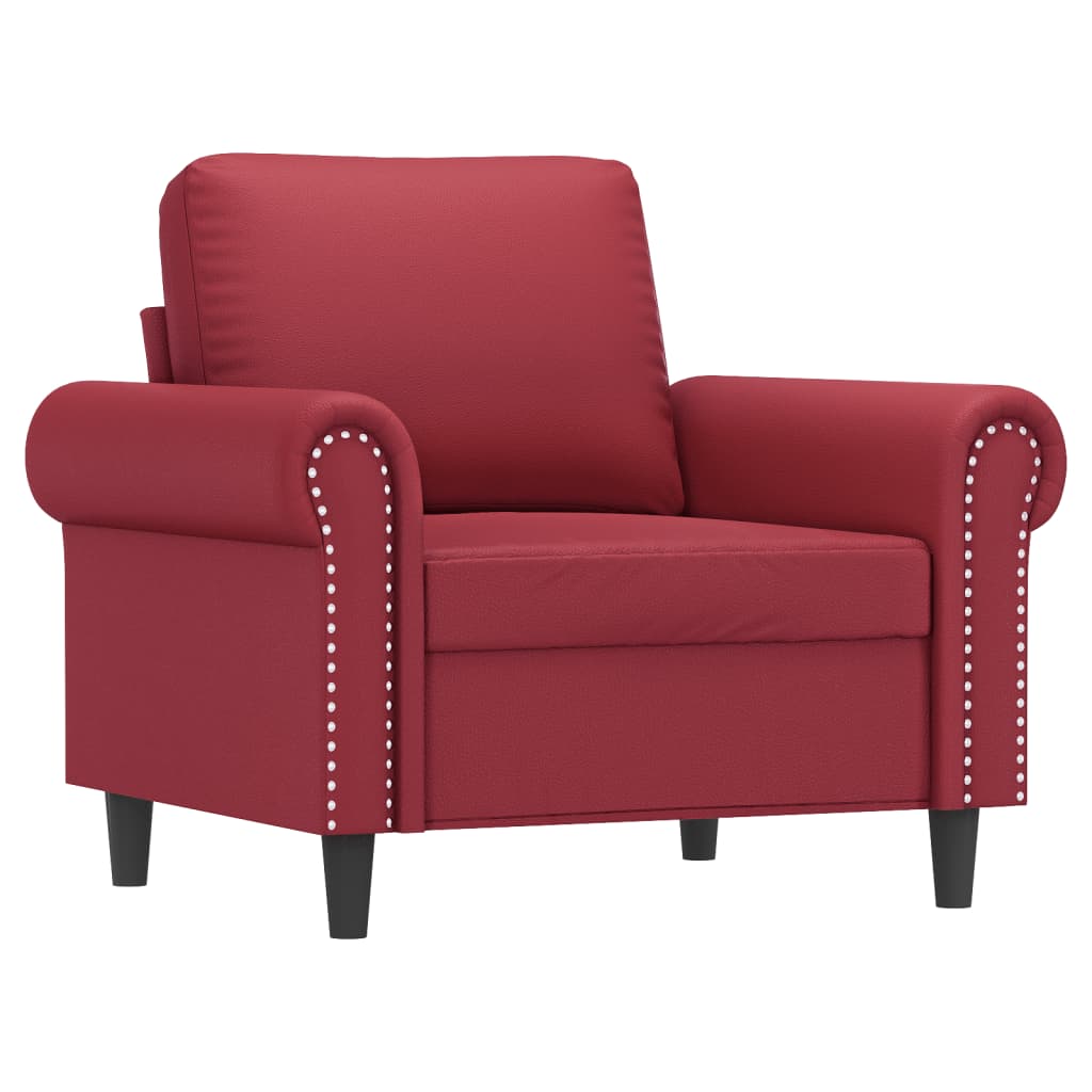 Poltrona con Poggiapiedi Rosso Vino 60 cm in Similpelle
