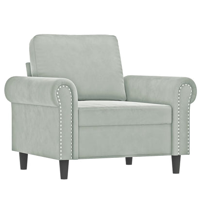 Poltrona con Poggiapiedi Grigio Chiaro 60 cm in Velluto