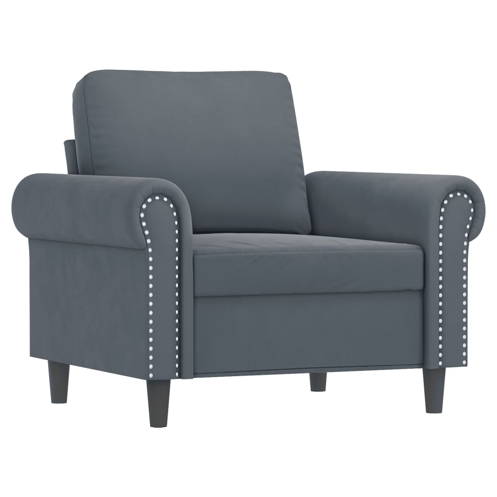 Poltrona con Poggiapiedi Grigio Scuro 60 cm in Velluto