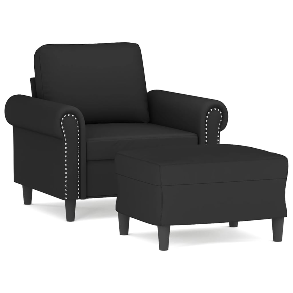 Poltrona con Poggiapiedi Nero 60 cm in Velluto