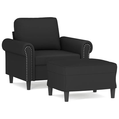Poltrona con Poggiapiedi Nero 60 cm in Velluto
