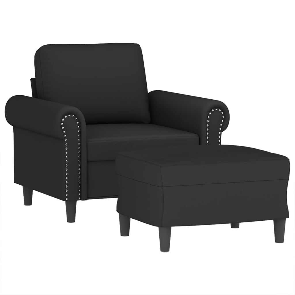 Poltrona con Poggiapiedi Nero 60 cm in Velluto