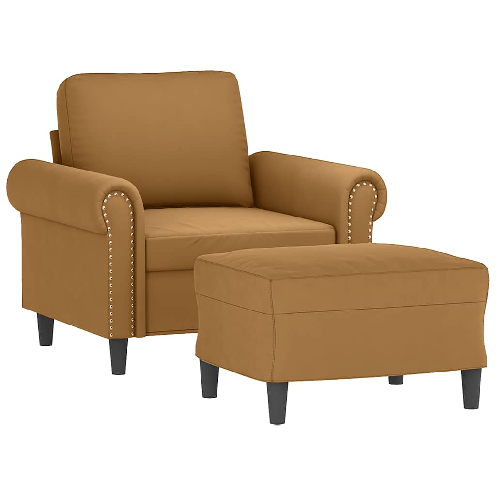 Poltrona con Poggiapiedi Marrone 60 cm in Velluto