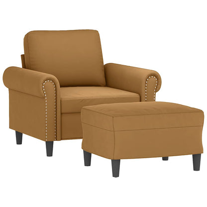 Poltrona con Poggiapiedi Marrone 60 cm in Velluto