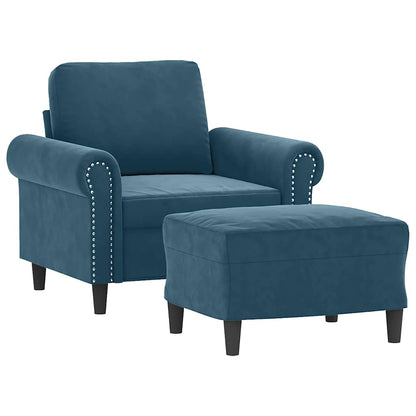 Poltrona con Poggiapiedi Blu 60 cm in Velluto