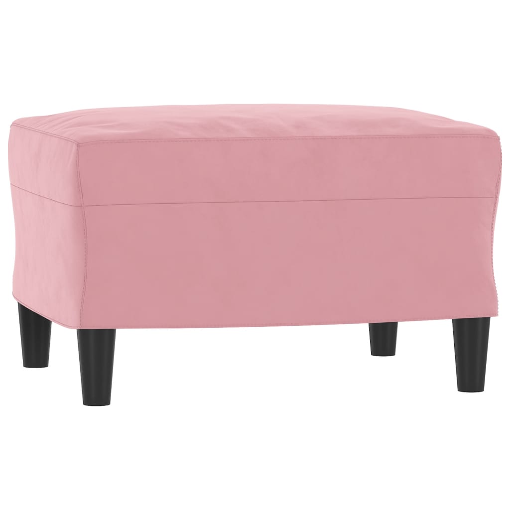 Divano a 3 Posti con Poggiapiedi rosa 180 cm in Velluto