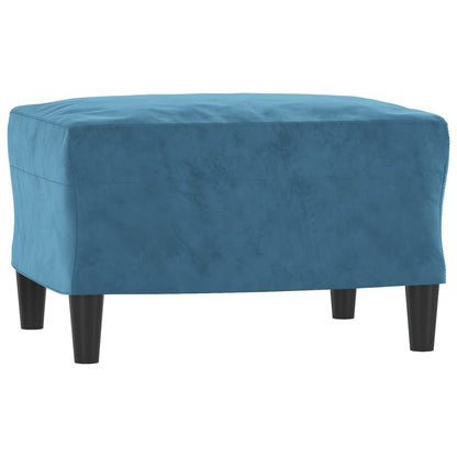 Divano a 3 Posti con Poggiapiedi Blu 180 cm in Velluto