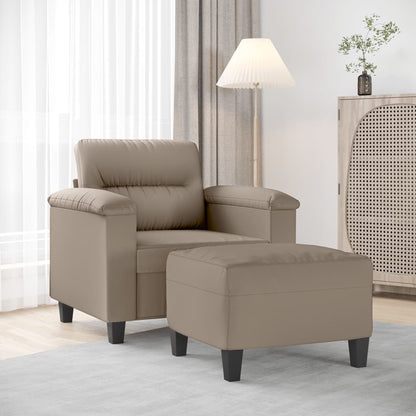 Poltrona con Poggiapiedi tortora 60 cm in Tessuto Microfibra