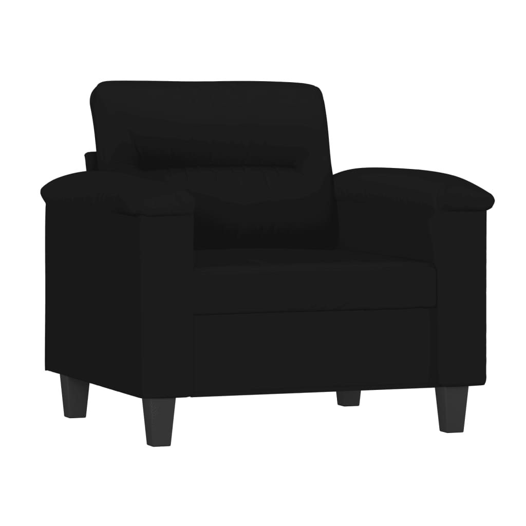 Poltrona con Poggiapiedi Nero 60 cm in Tessuto Microfibra