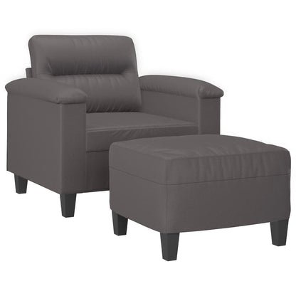 Poltrona con Poggiapiedi Grigio 60 cm in Similpelle