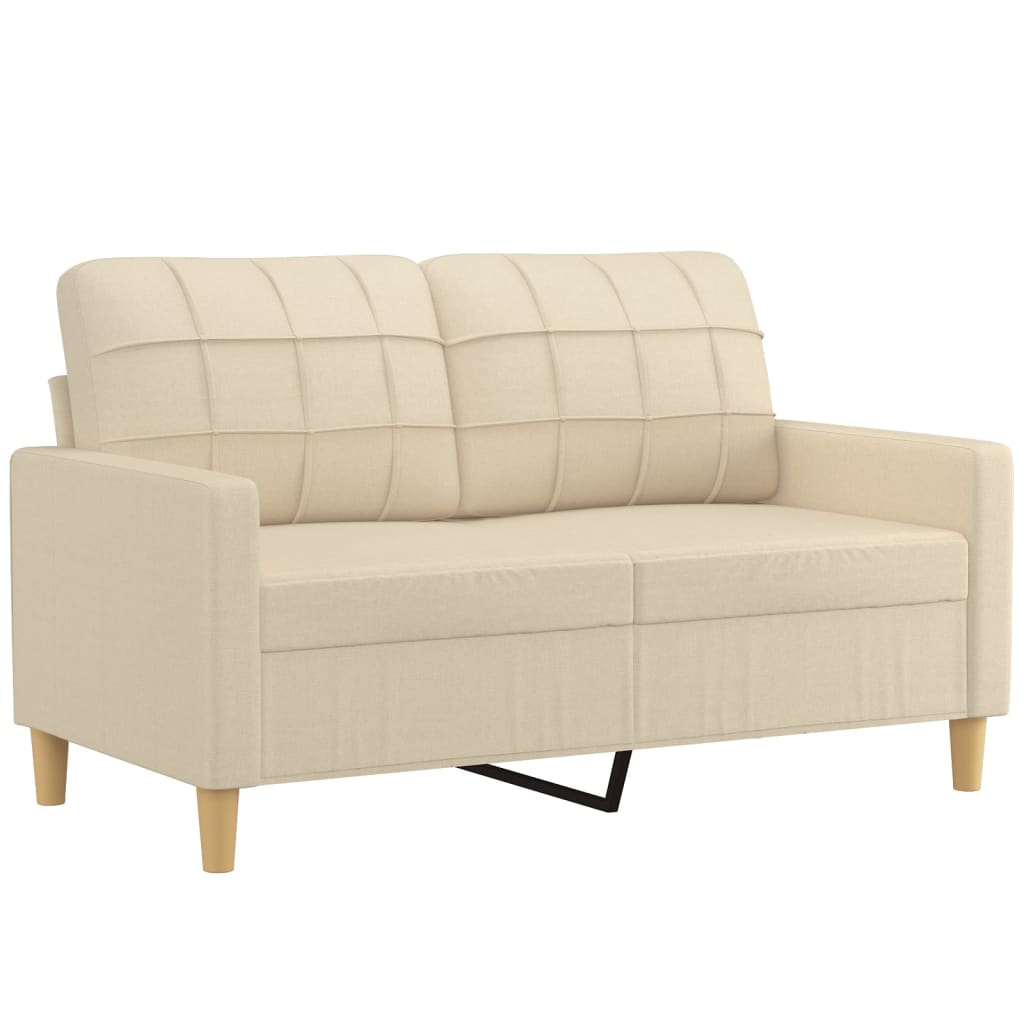 Set di Divani 3 pz con Cuscini Crema in Tessuto