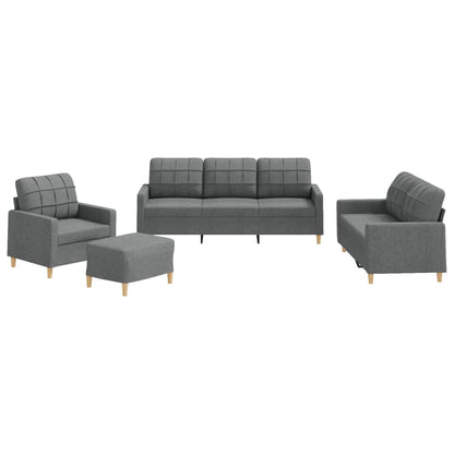 Set di Divani 4 pz con Cuscini Grigio Scuro in Tessuto