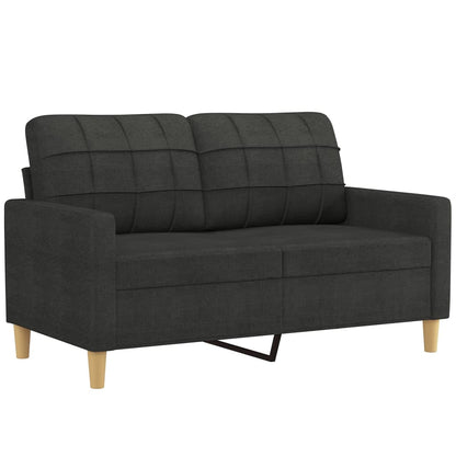 Set di Divani 4 pz con Cuscini Nero in Tessuto