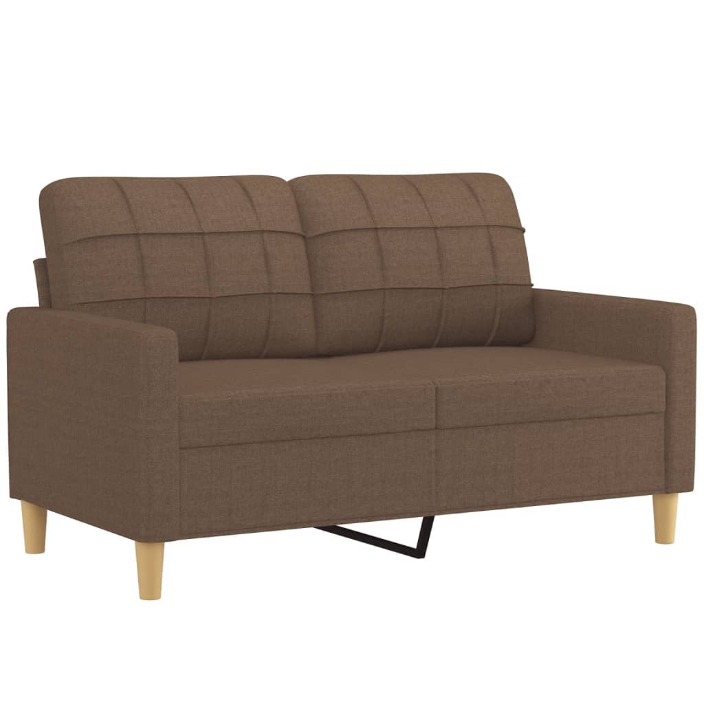Set di Divani 4 pz con Cuscini Marrone in Tessuto