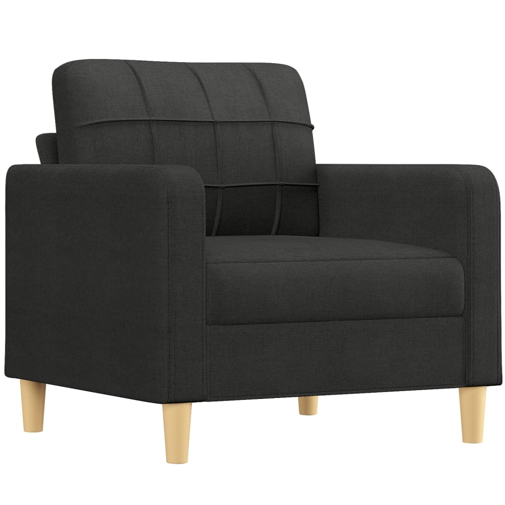 Set Divani 4 pz con Cuscini Nero in Tessuto
