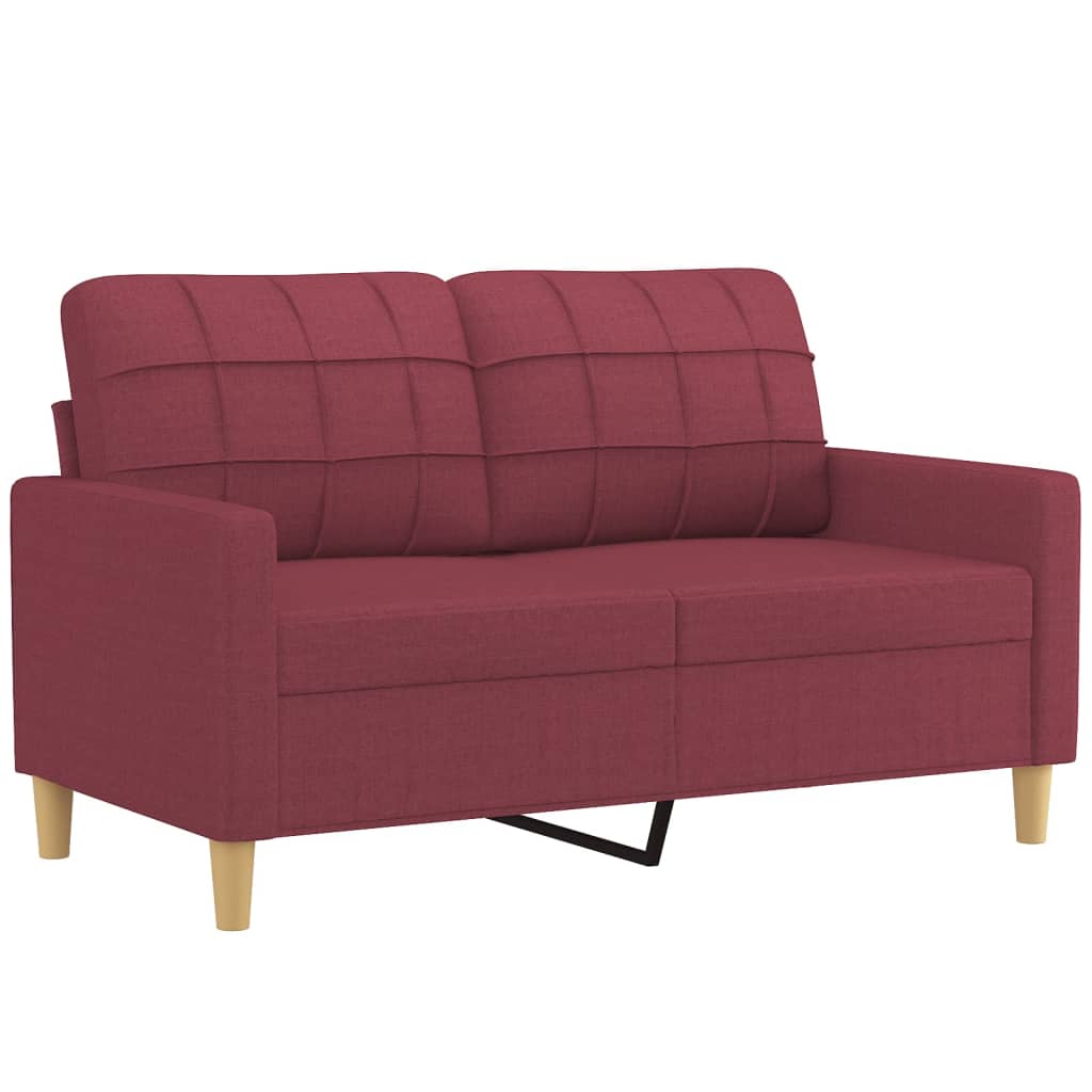 Set di Divani 4 pz con Cuscini Rosso Vino in Tessuto