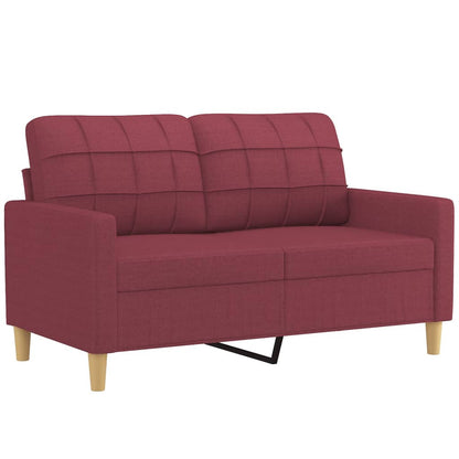 Set di Divani 4 pz con Cuscini Rosso Vino in Tessuto