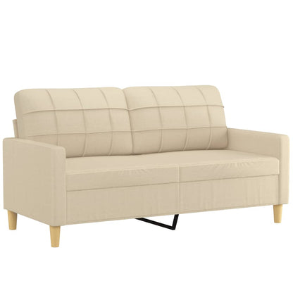 Set di Divani 2 pz con Cuscini Crema in Tessuto