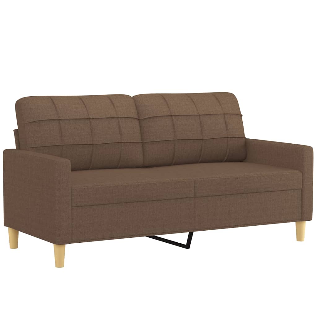 Set di Divani 3 pz con Cuscini Marrone in Tessuto