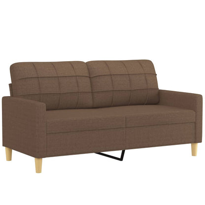 Set di Divani 3 pz con Cuscini Marrone in Tessuto