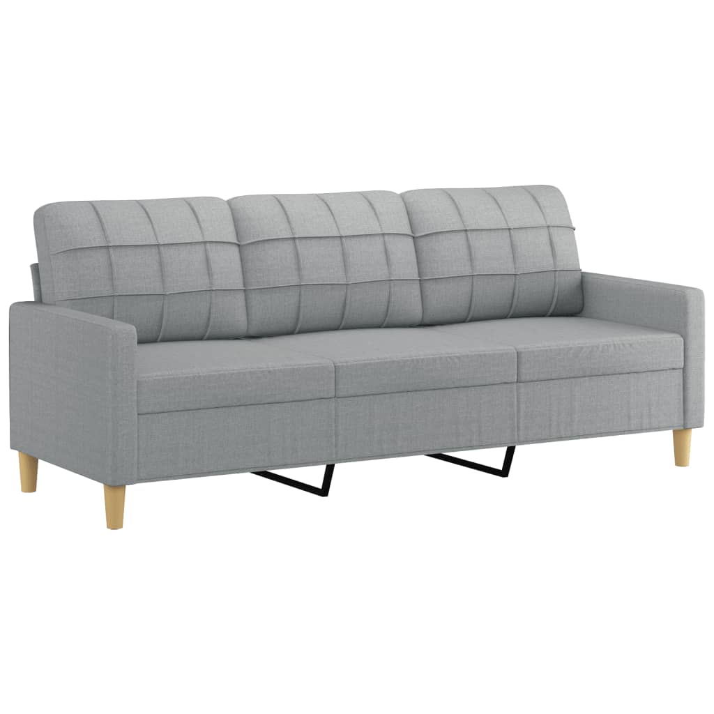 Set di Divani 2 pz con Cuscini Grigio Chiaro in Tessuto