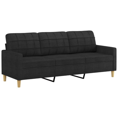 Set di Divani 2 pz con Cuscini Nero in Tessuto