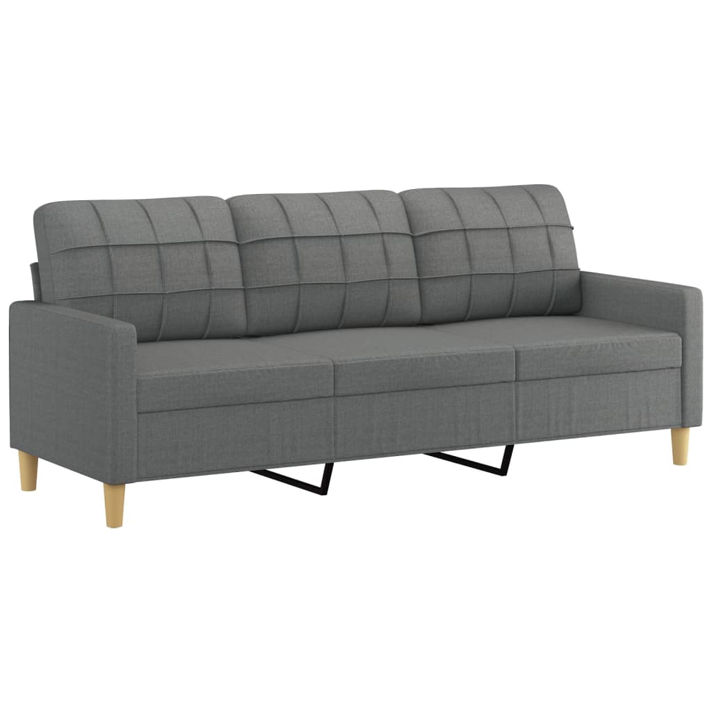 Set di Divani 2 pz con Cuscini Grigio Scuro in Tessuto