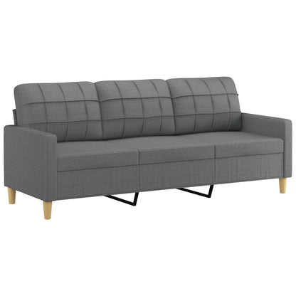 Set di Divani 2 pz con Cuscini Grigio Scuro in Tessuto