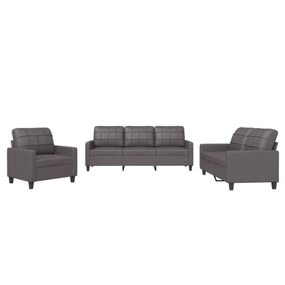 Set di Divani 3 pz con Cuscini Grigio in Similpelle