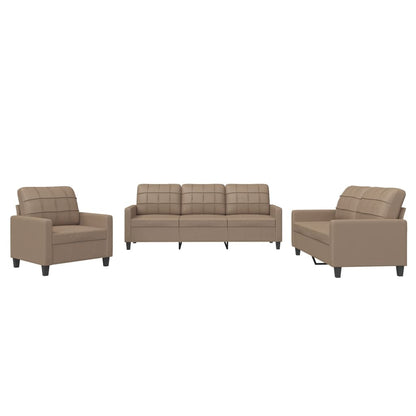 Set di Divani 3 pz con Cuscini Cappuccino in Similpelle