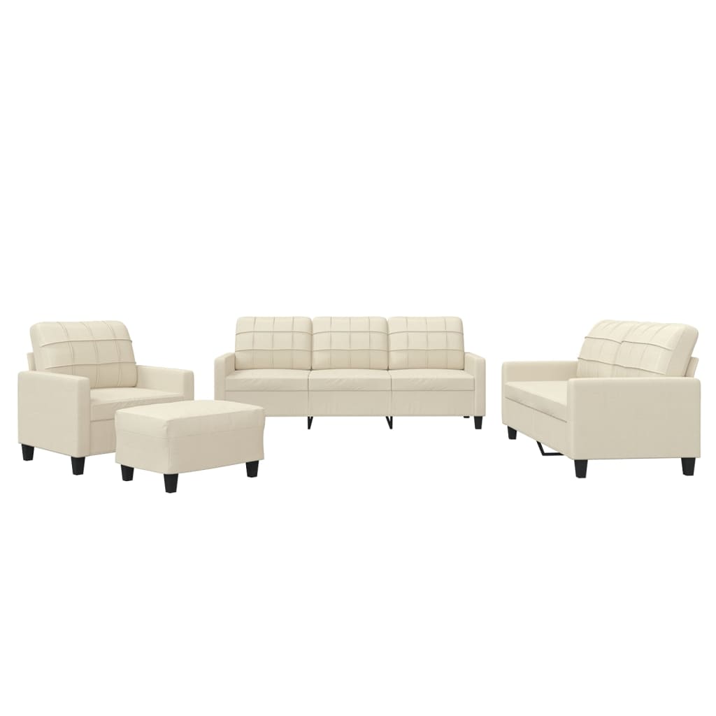 Set di Divani 4 pz con Cuscini Crema in Similpelle