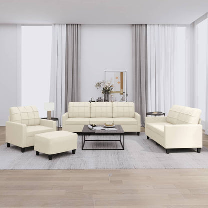 Set di Divani 4 pz con Cuscini Crema in Similpelle