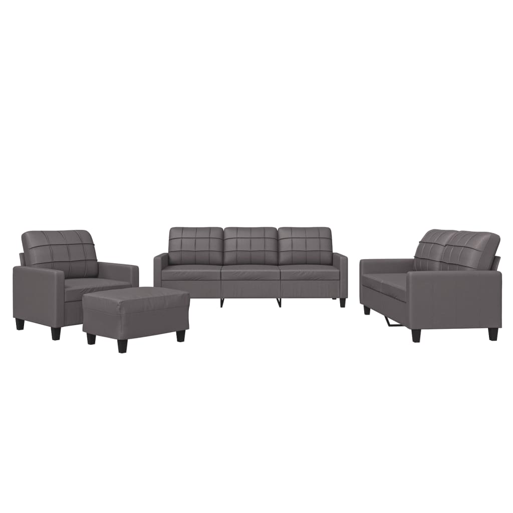 Set di Divani 4 pz con Cuscini Grigio in Similpelle