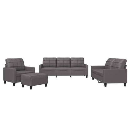 Set di Divani 4 pz con Cuscini Grigio in Similpelle