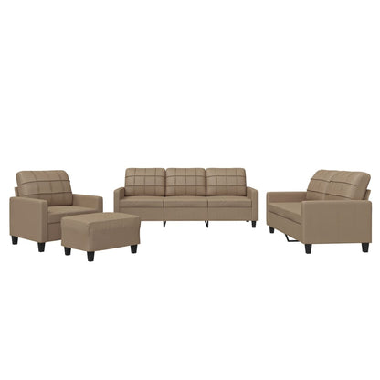 Set di Divani 4 pz con Cuscini Cappuccino in Similpelle