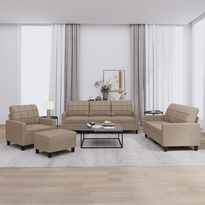 Set di Divani 4 pz con Cuscini Cappuccino in Similpelle