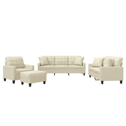 Set di Divani 4 pz con Cuscini Crema in Similpelle