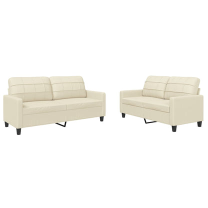 Set di Divani 2 pz con Cuscini Crema in Similpelle