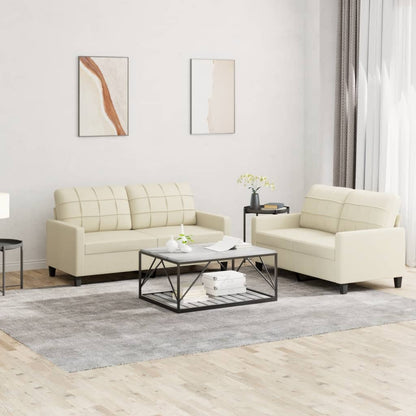 Set di Divani 2 pz con Cuscini Crema in Similpelle