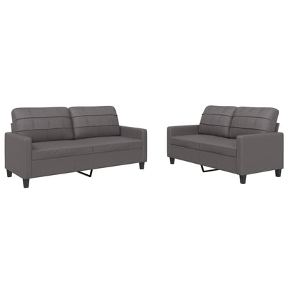 Set di Divani 2 pz con Cuscini Grigio in Similpelle