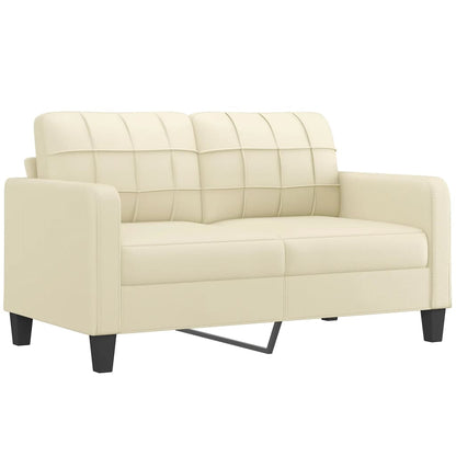 Set di Divani 3 pz con Cuscini Crema in Similpelle