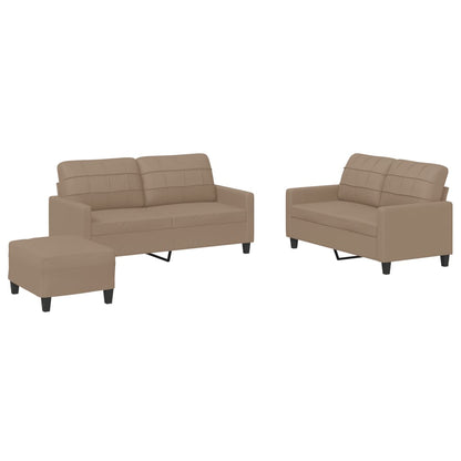 Set di Divani 3 pz con Cuscini Cappuccino in Similpelle