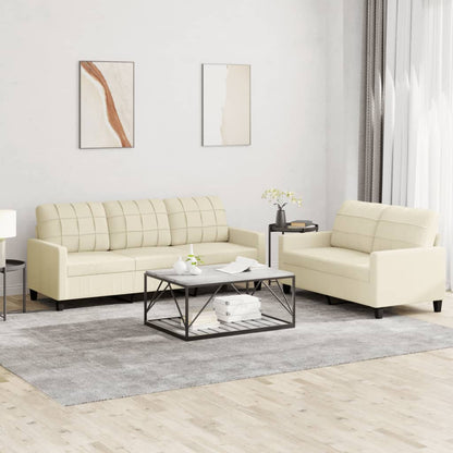 Set di Divani 2 pz con Cuscini Crema in Similpelle