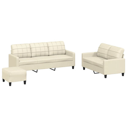 Set di Divani 3 pz con Cuscini Crema in Similpelle
