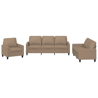 Set di Divani 3 pz con Cuscini Cappuccino in Similpelle