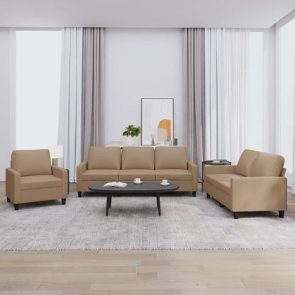 Set di Divani 3 pz con Cuscini Cappuccino in Similpelle