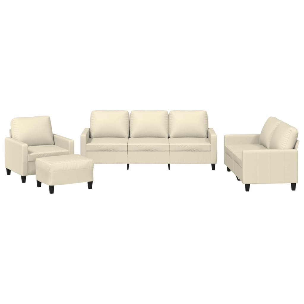 Set di Divani 4 pz con Cuscini Crema in Similpelle