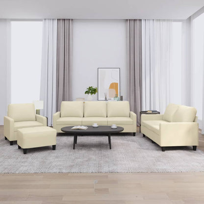 Set di Divani 4 pz con Cuscini Crema in Similpelle