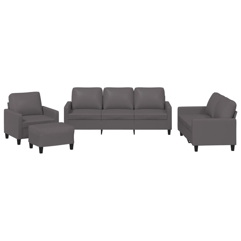Set di Divani 4 pz con Cuscini Grigio in Similpelle